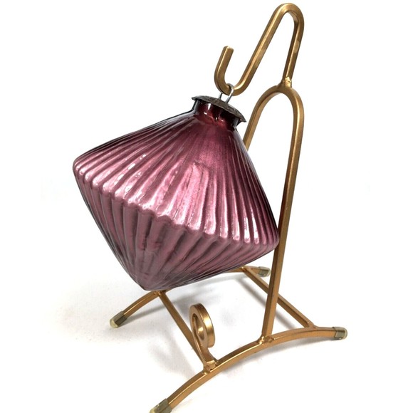 VTG Kugel Midwest Christmas Ornament Purple Plum Amethyst 5" Ribbed Blown Glass - Picture 3 of 9